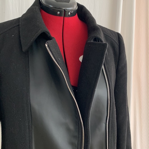 T BY BETTINA LIANO felt and vegan leather coat Size 8 - Picture 10 of 11
